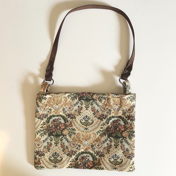 Tapestry Floral Shoulder Bag Vintage Style Purse Button Closure Grannycore‎ - Picture 6 of 9
